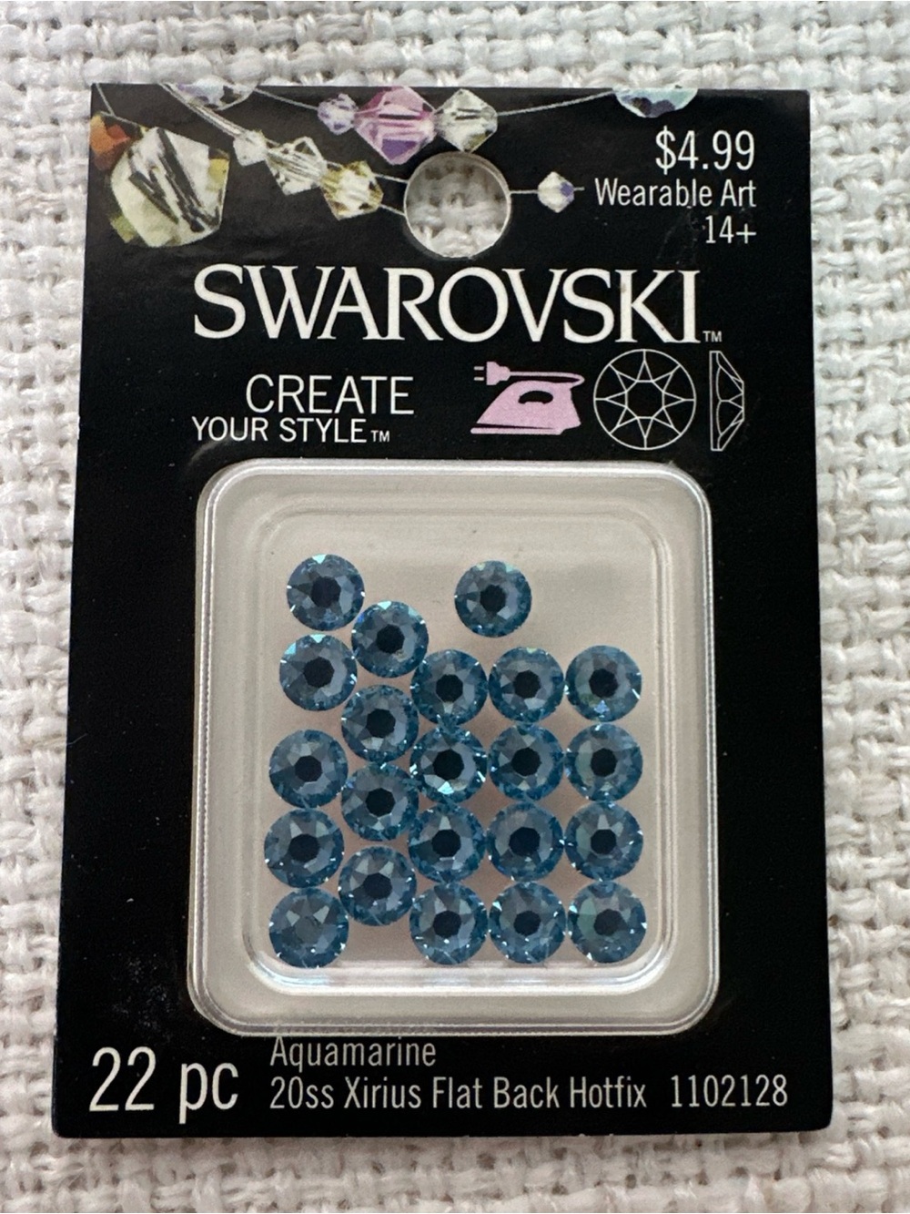 Swarovski Aquamarine Flat Back Rhinestones - Sparkling Blue-Green - Picture 3 of 5